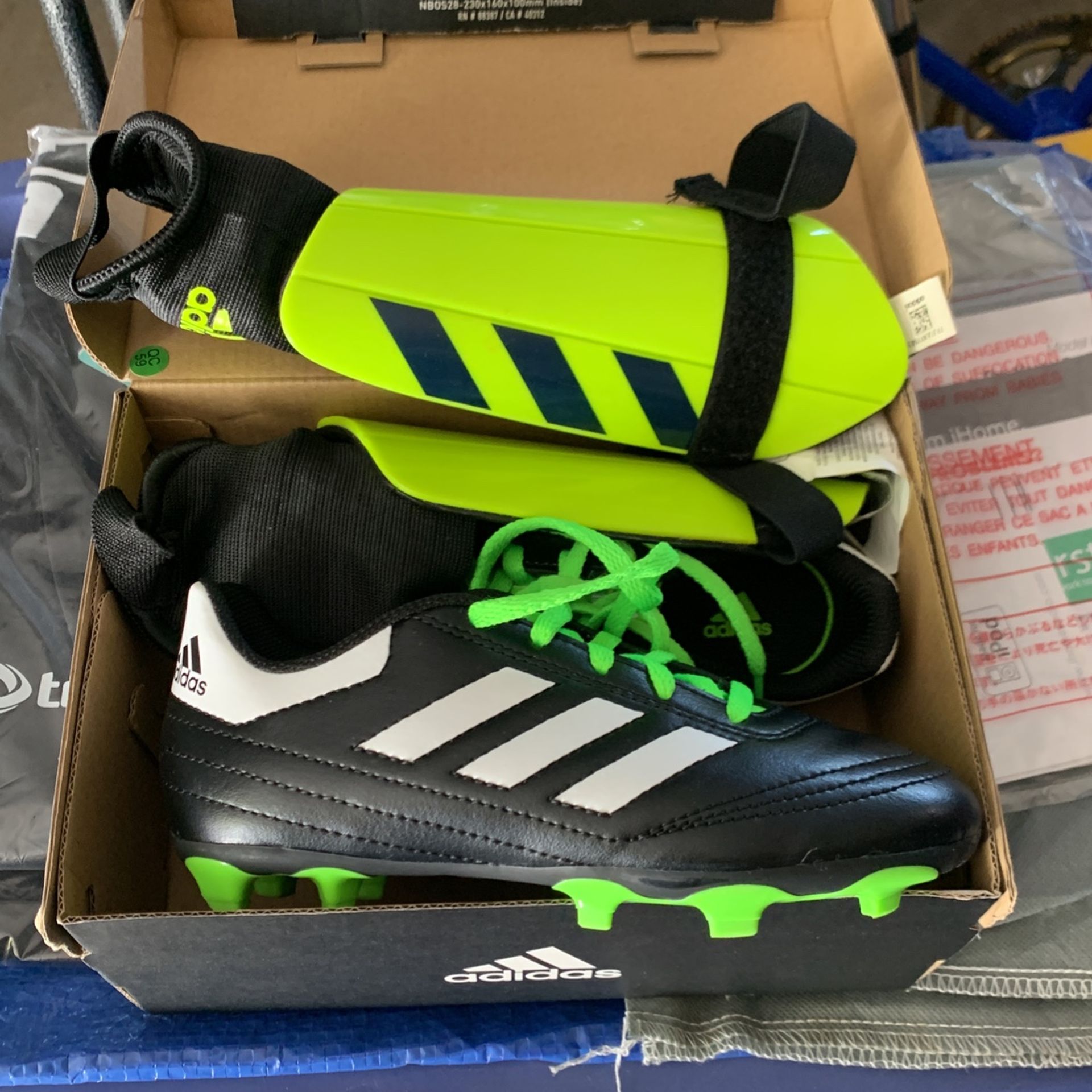 Adidas Youth Soccer Cleats & Shin Guards -size 1 for Sale in Mission Viejo, CA - OfferUp