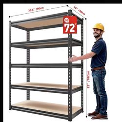5-Tier Adjustable Metal Shelving Unit , 72" H X 36” W X 16" D, Modular Design For Garage ,Kitchen etc