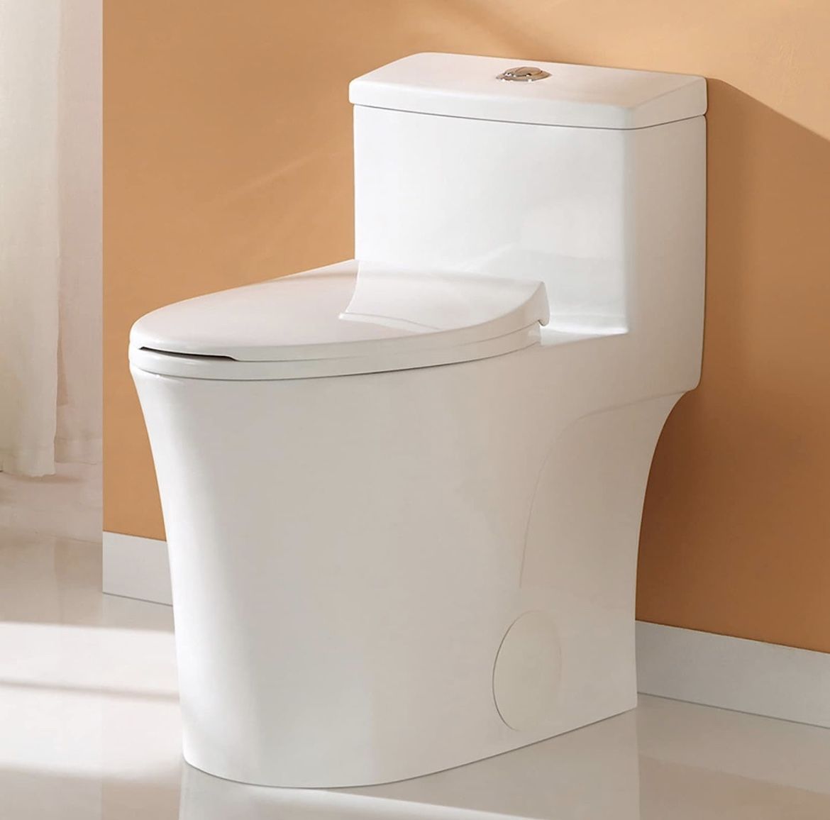 HOROW T0338W Elongated One Piece Toilet with Comfort Chair Seat ADA Height 17.3", Power Dual Flush 0.8/1.28 GPF and MAP 1000g, Standard White Toilet B