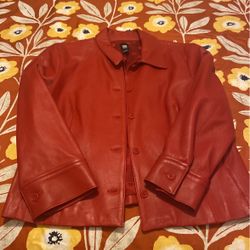 Red Leather Short Jacket