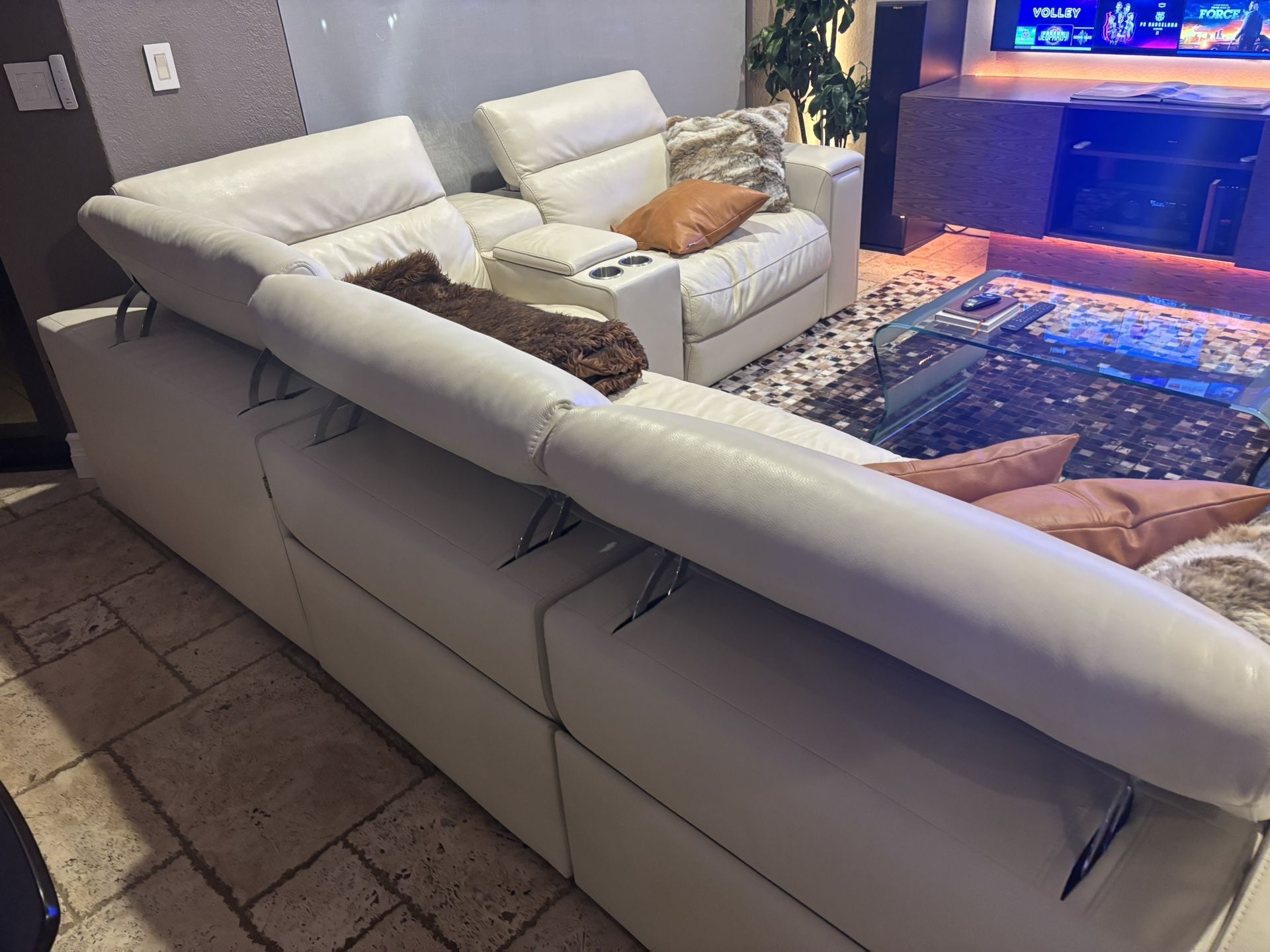 Genuine Leather Reclining Sectional