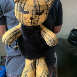 Luv Betsey Cat Plaid Mustard Backpack