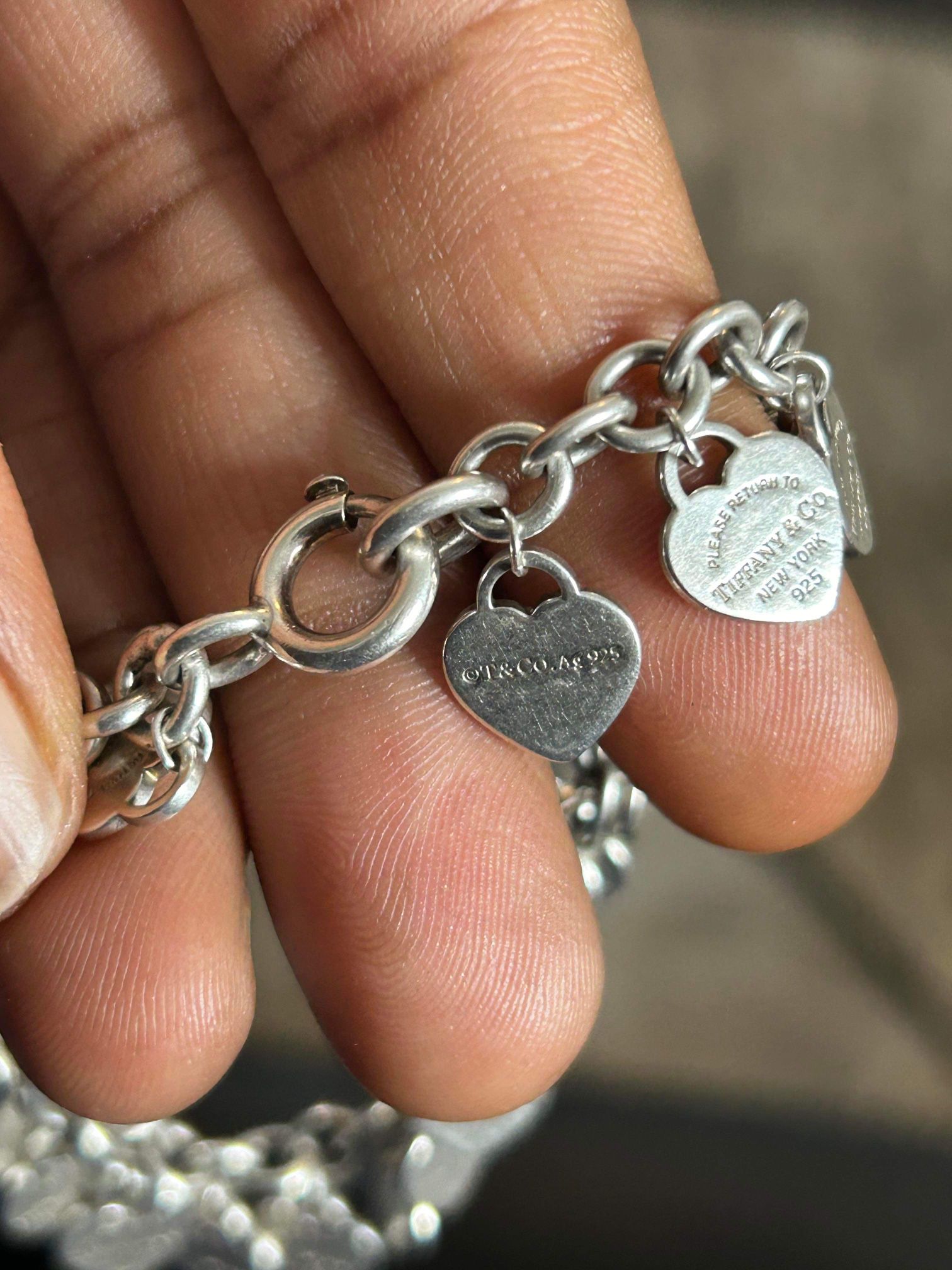 Multi-heart Tag Bracelet in Silver