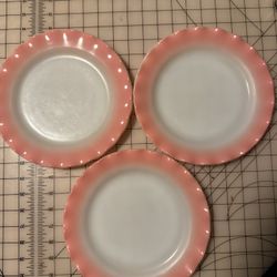 3 Hazel Atlas Crinoline Pink 9” Plates