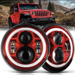 7” Red LED Headlights - Jeep Hummer Land Rover 