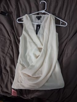 PrettyLittleThing Cream Draped Sleeveless Top