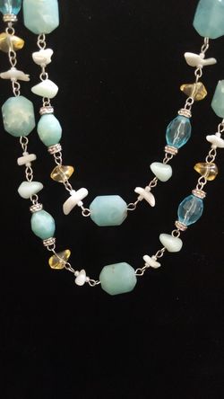 new Cookie Lee jewelry gorgeous strand genuine shell necklace mixed with a turquoise bead and silverback chain original take $32