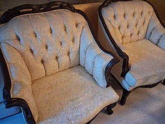 "2" Victorian pastel ice- yellow designer chairs