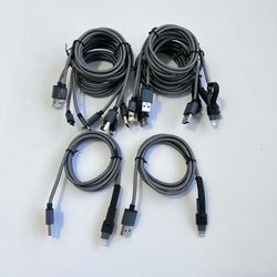 10 pcs 2in1 Charging Cables 51” Braided USB Micro + iPhone Tip Gray Lot