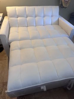 White Tufted Pull Out Sofa Bed