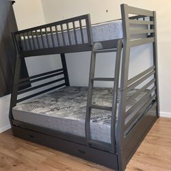 New In Box Bunk Beds With New Mattresses Available In Brown And Gray (read description below)
