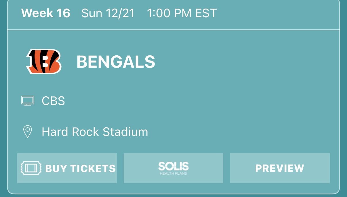 Miami Dolphins v Cincinnati Bengals