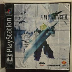 Vintage Final Fantasy 7 banner box art tapestry 35"x 35" PlayStation RARE