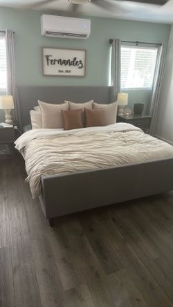 California king, bedframe, and mattress