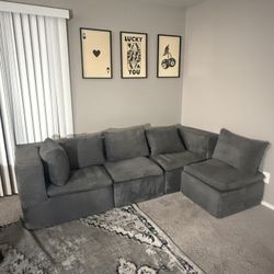 Grey Boneless Sectional Couch 