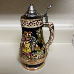 German Lidded Beer Stein Mug