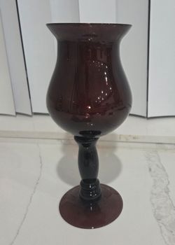 Collectible Vtg Large 11" Ruby Red Blown Glass Footed Vase