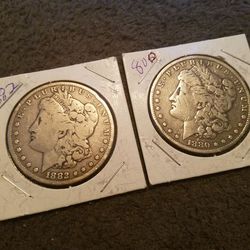 Circulated morgan silver dollars