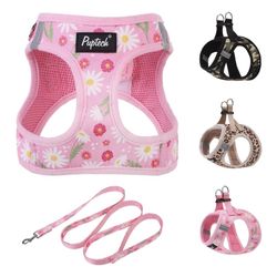 Pupteck Small Pink Floral Harness And Leash Dog NEW! 