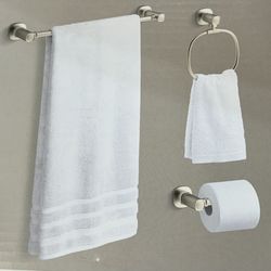  Koehler Three-piece bathroom set towel bar, ring, paper holder nickel