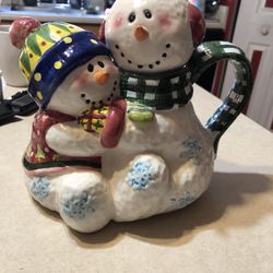 Fitz & Floyd Snowman Teapot 
