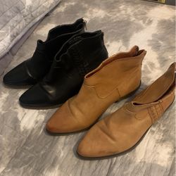 Two Pairs Forever 21 Booties/ Size 8/ Black And Tan