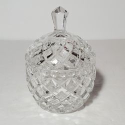E&R Golden Crown Crystal Dish With Lid Vintage