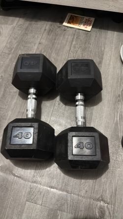 40 lb Rubber Hex Dumbbells Pair