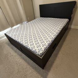 Brimnes Ikea Queen bed frame with drawer dresser (no mattress)