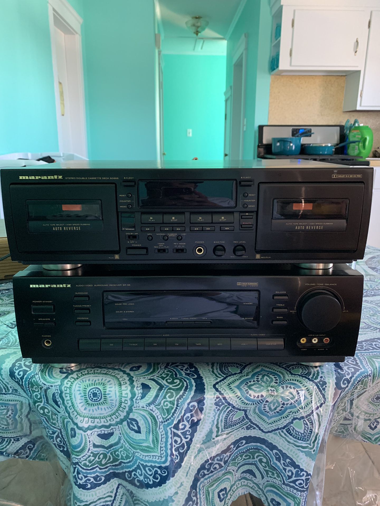 Marantz Receiver with tape deck and 2 subwoofers