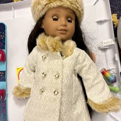 American Girl Doll Fuzzy Hat And Winter Coat
