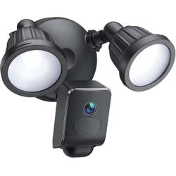 Floodlight Camera, 1080P Outdoor Security Camera, AI Face Recognition, Motion Detection, One-Click Alert, 2500 Lumens Brightness, 2-Way Audio 