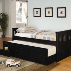 Brand New Black Daybed with Pullout Trundle and Drawers