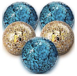 5 Pcs Glass Mosaic Sphere Decorative Balls for Centerpiece Bowls Decorative Glass Balls NEW