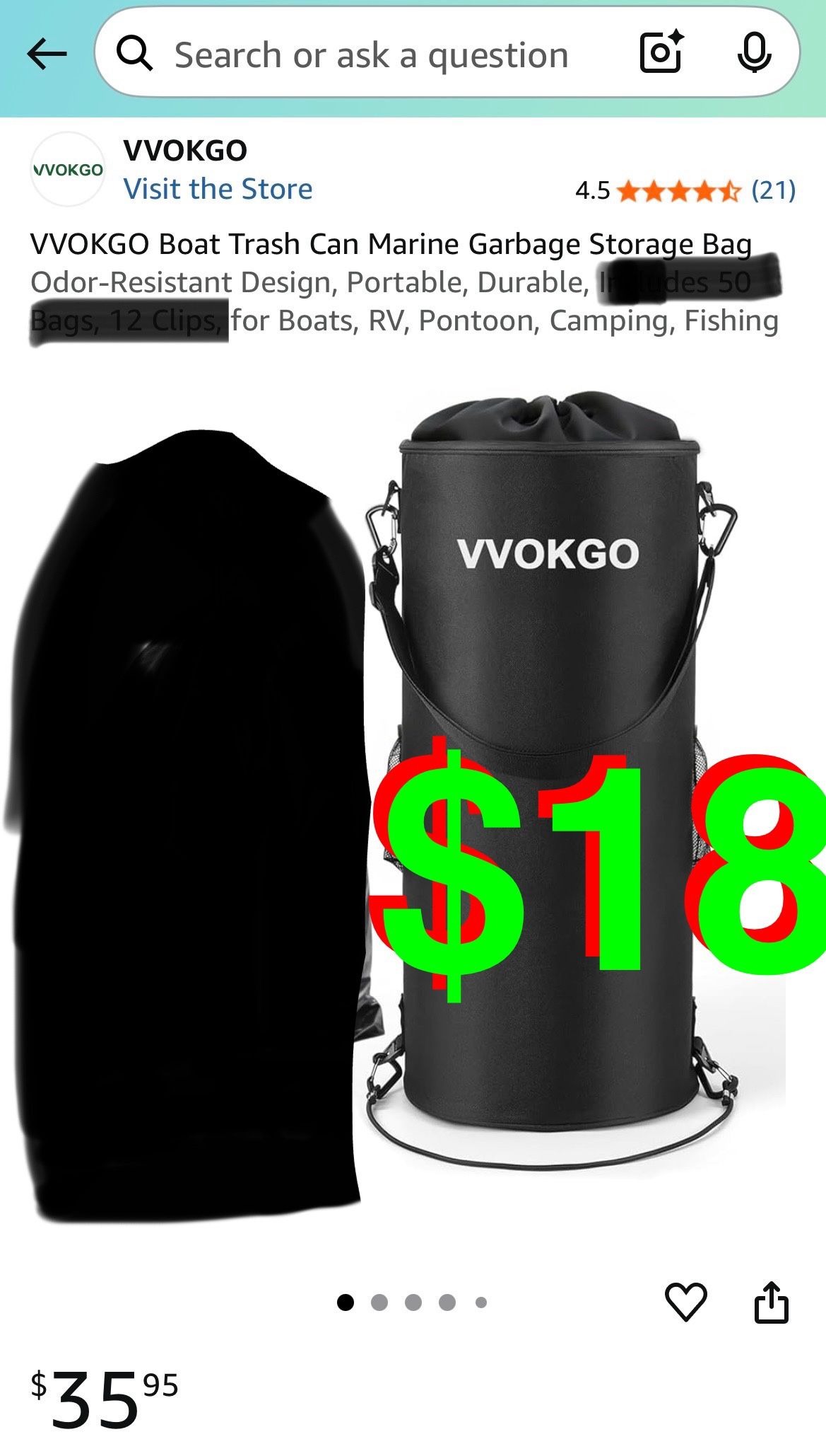 VVOKGO - Boat Trash Can Marine Garbage Storage Bag Odor-Resistant Design, Portable, Durable for Boats, RV, Pontoon, Camping, Fishing.