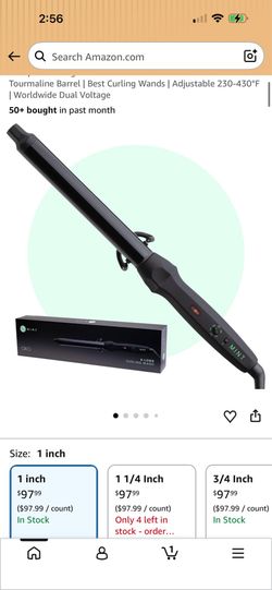 MINT Professional Clamp-Free Curling Wand 1 Inch for Long Hair | Extra Long Curl Wand w 4-Heater Ionic Ceramic Tourmaline Barrel