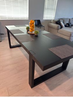 84” Black Dining Table with Extension