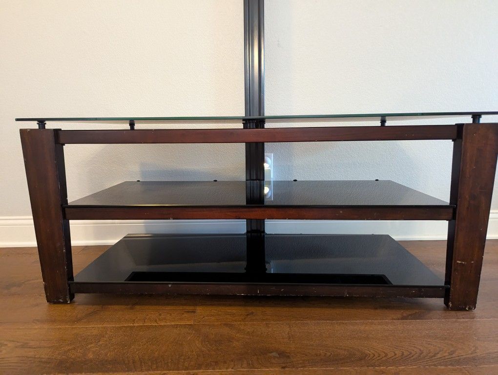 Entertainment Center With Glass Shelves