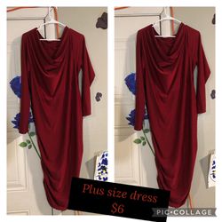 $6 Burgundy Elegant Plus size Dress 