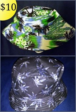 Reversible Marijuana/printed bucket hats