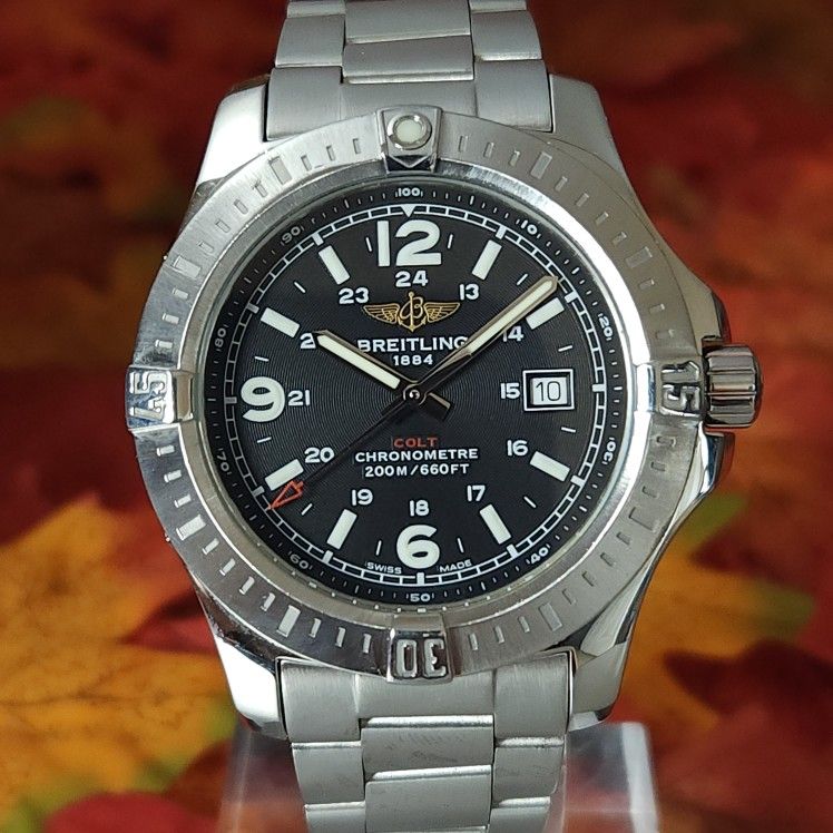 Breitling Colt 44mm Black Dial Stainless Steel Quartz Men’s Watch A74388