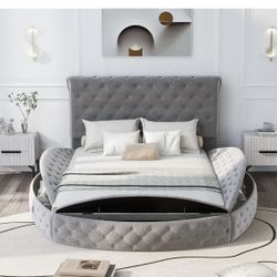 round upholstered Queen Bed Frame 