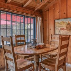 Solid Wood Dining room Table + Pottery Barn Chairs