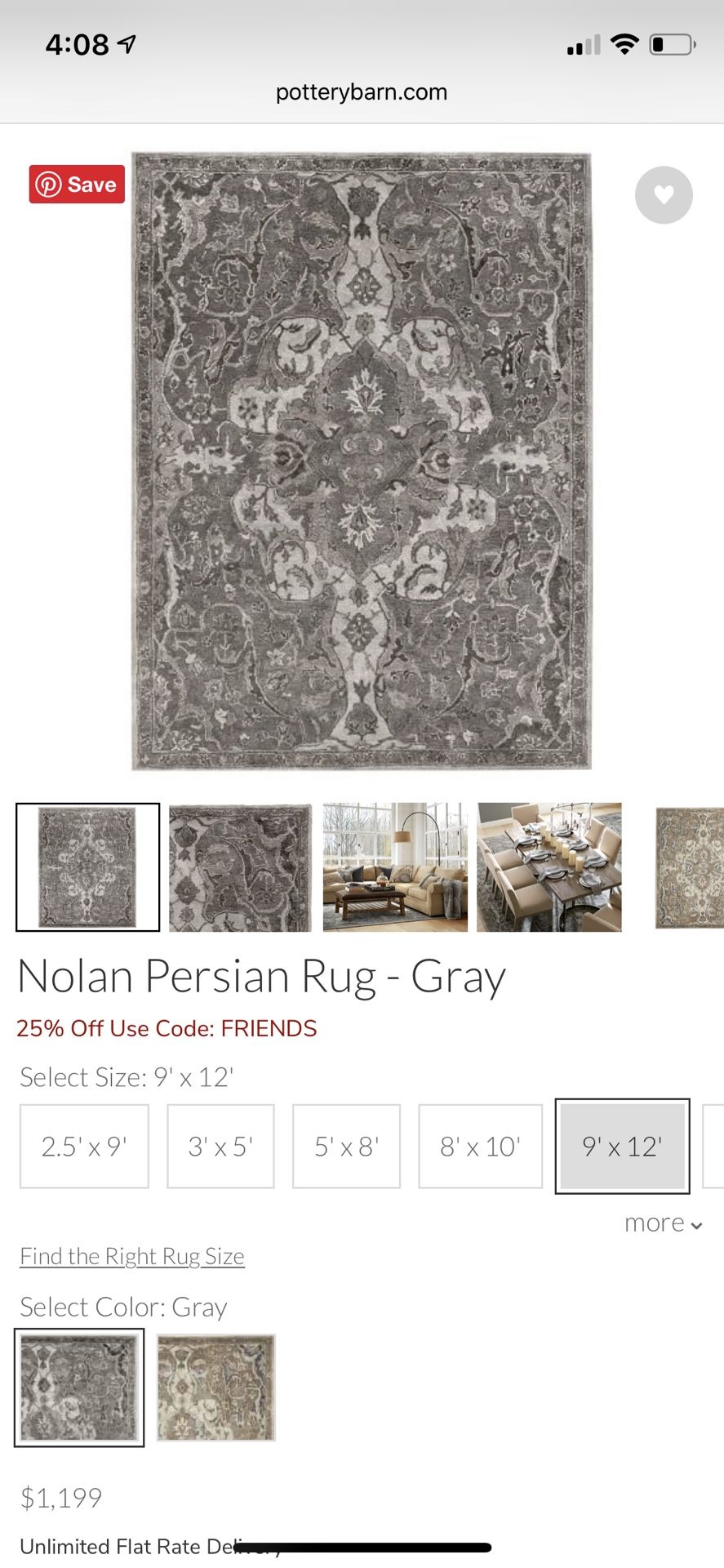 Pottery Barn 9x12 rug in great condition