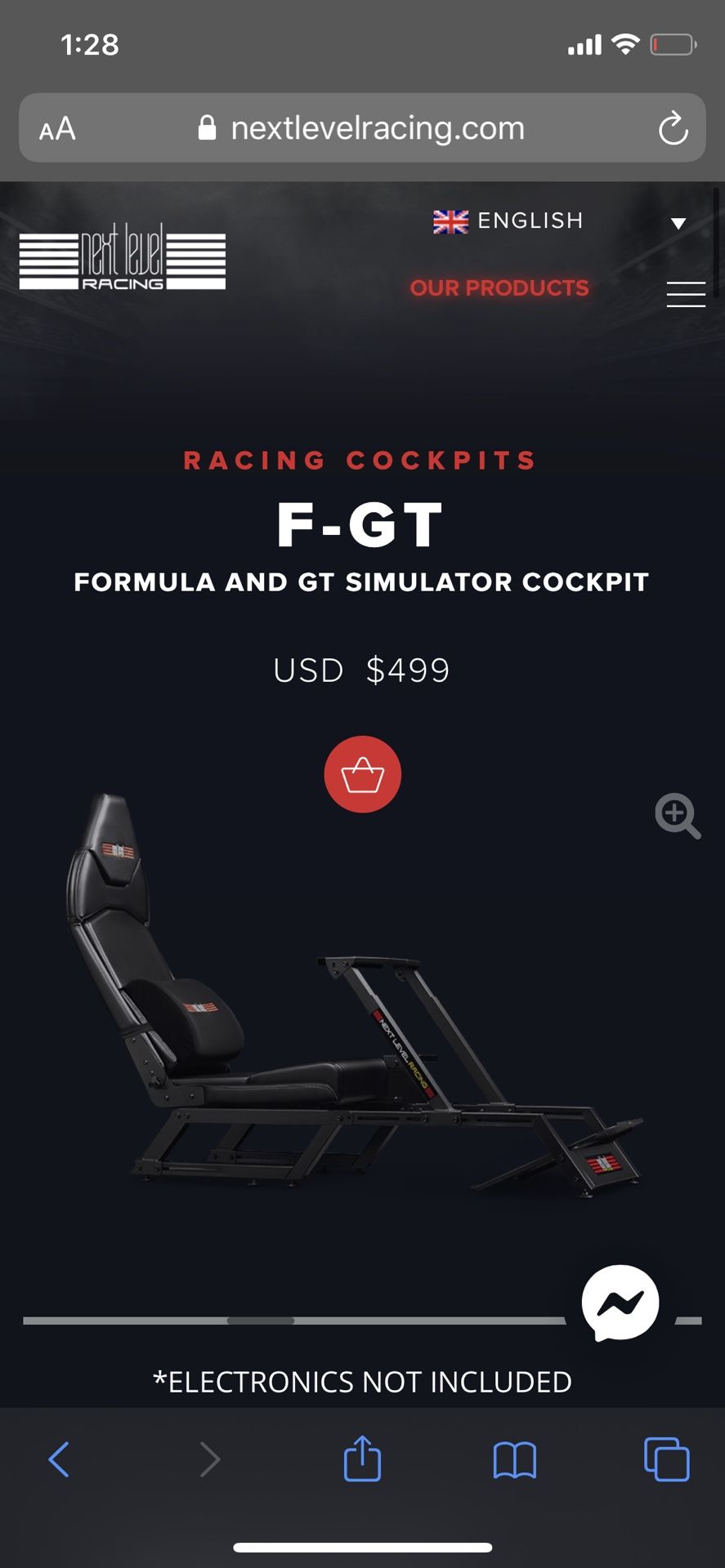 F-GT Sim Racing Seat ( Wheel / Shifter / Pedals Not Included )