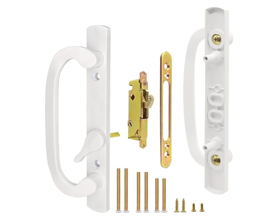 Patio Sliding Glass Door Handle Set with Mortise Lock 45° Keyway