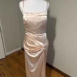 Size 8  elegant silky satin champagne Gown