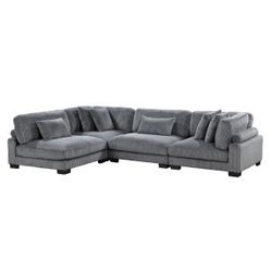 New Sectional Grey Corduroy Plus 