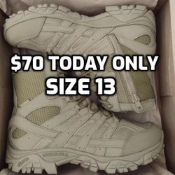 New Men's Merrell Tactical Waterproof Side-Zip Boot, Coyote, 13