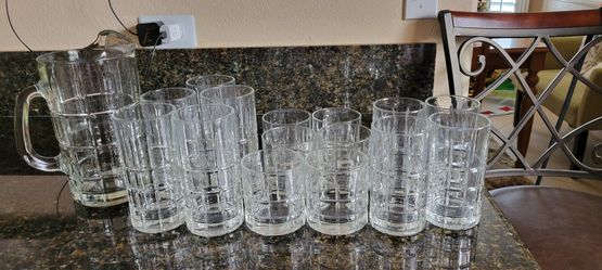 Glass Drinkware and Water Pitcher